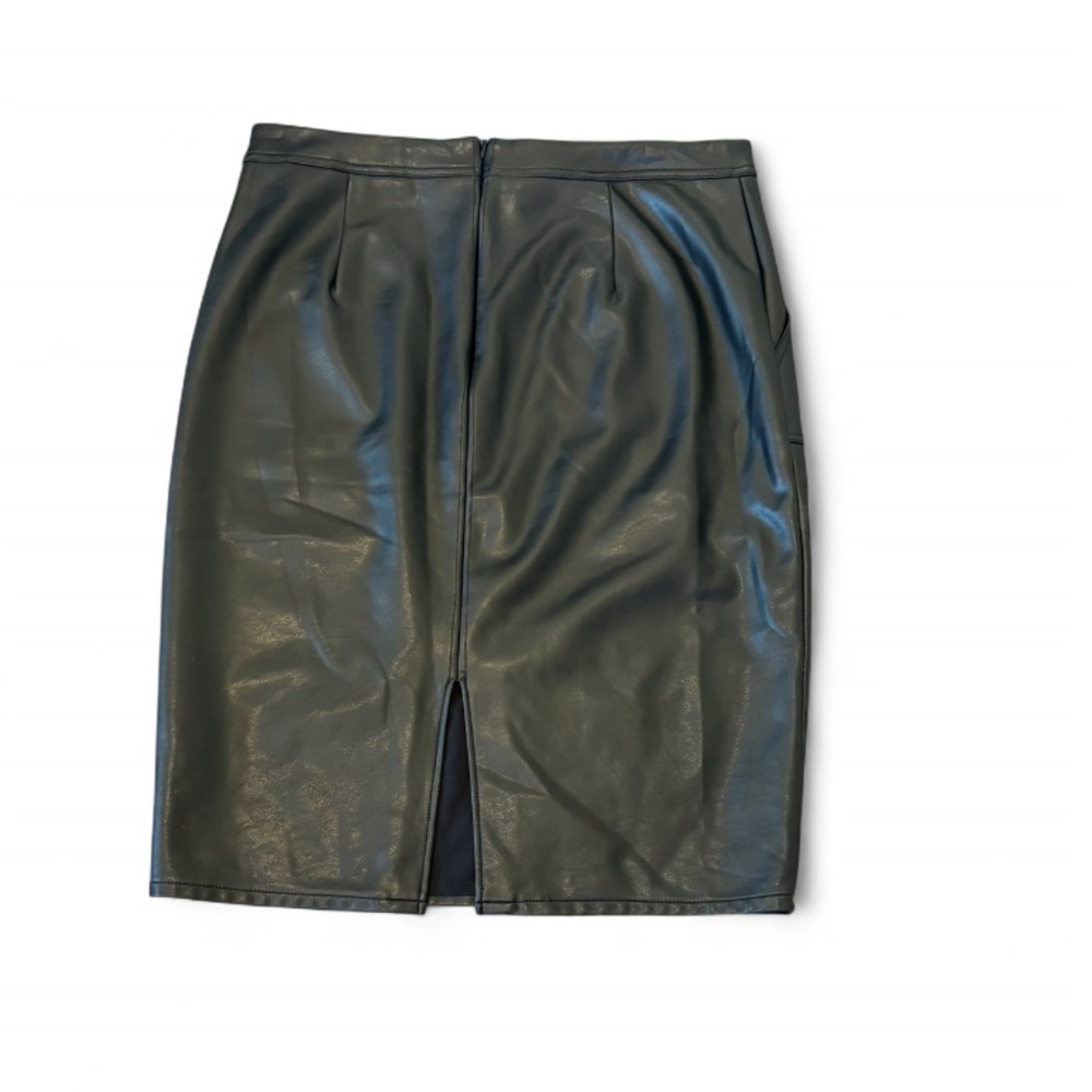 Banana Republic Faux Leather Pencil Skirt Black High-Waist Career Slit Skirt 14 - Picture 3 of 9